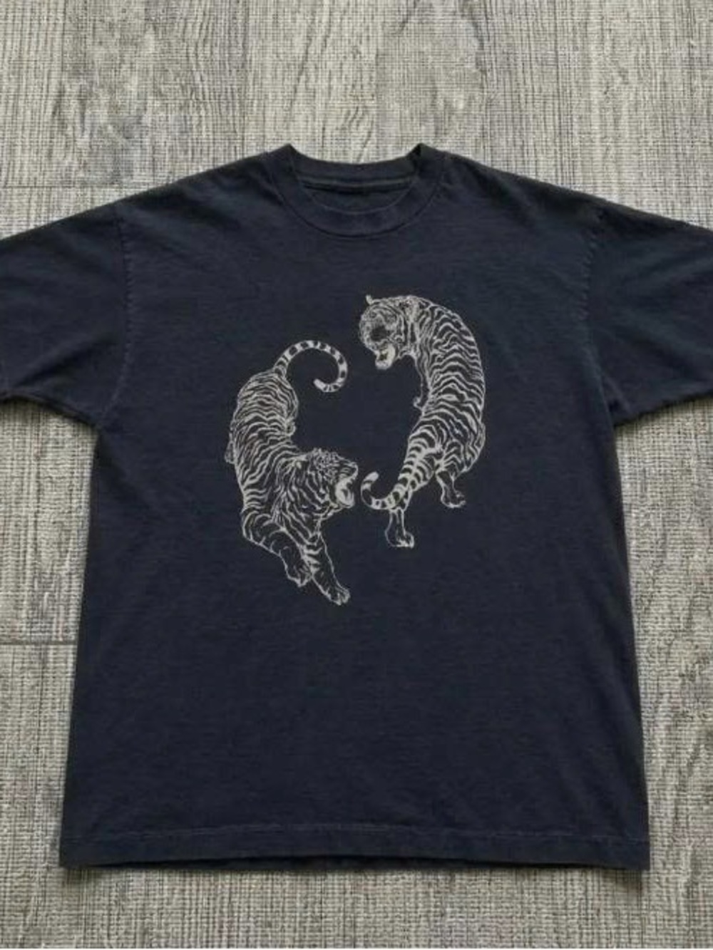 Gildan Black Short Sleeve Tee with White Tiger Graphic
